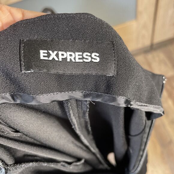 EXPRESS FLOWY BLACK CROPPED CULOTTES HIGH RISE SIDE ZIPPER SIZE 0 - Picture 6 of 7